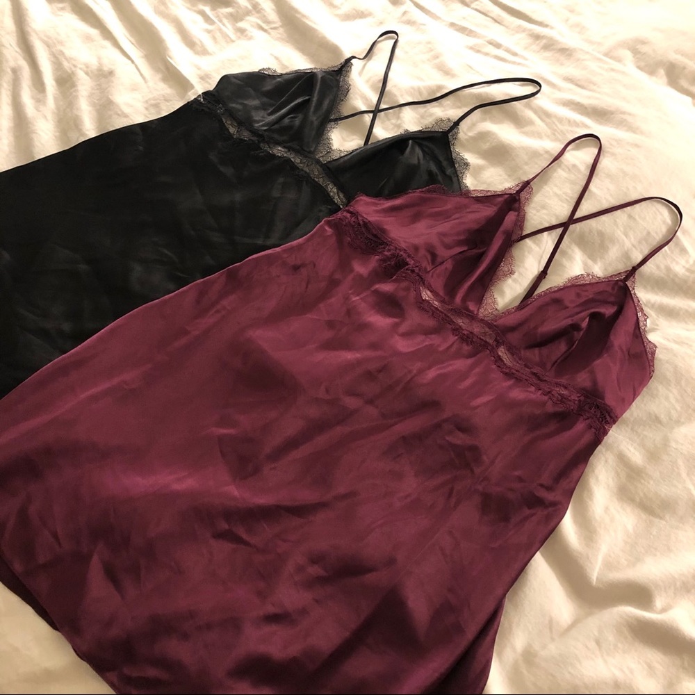 TWO Victoria’s Secret Silky Satin Slip Dresses